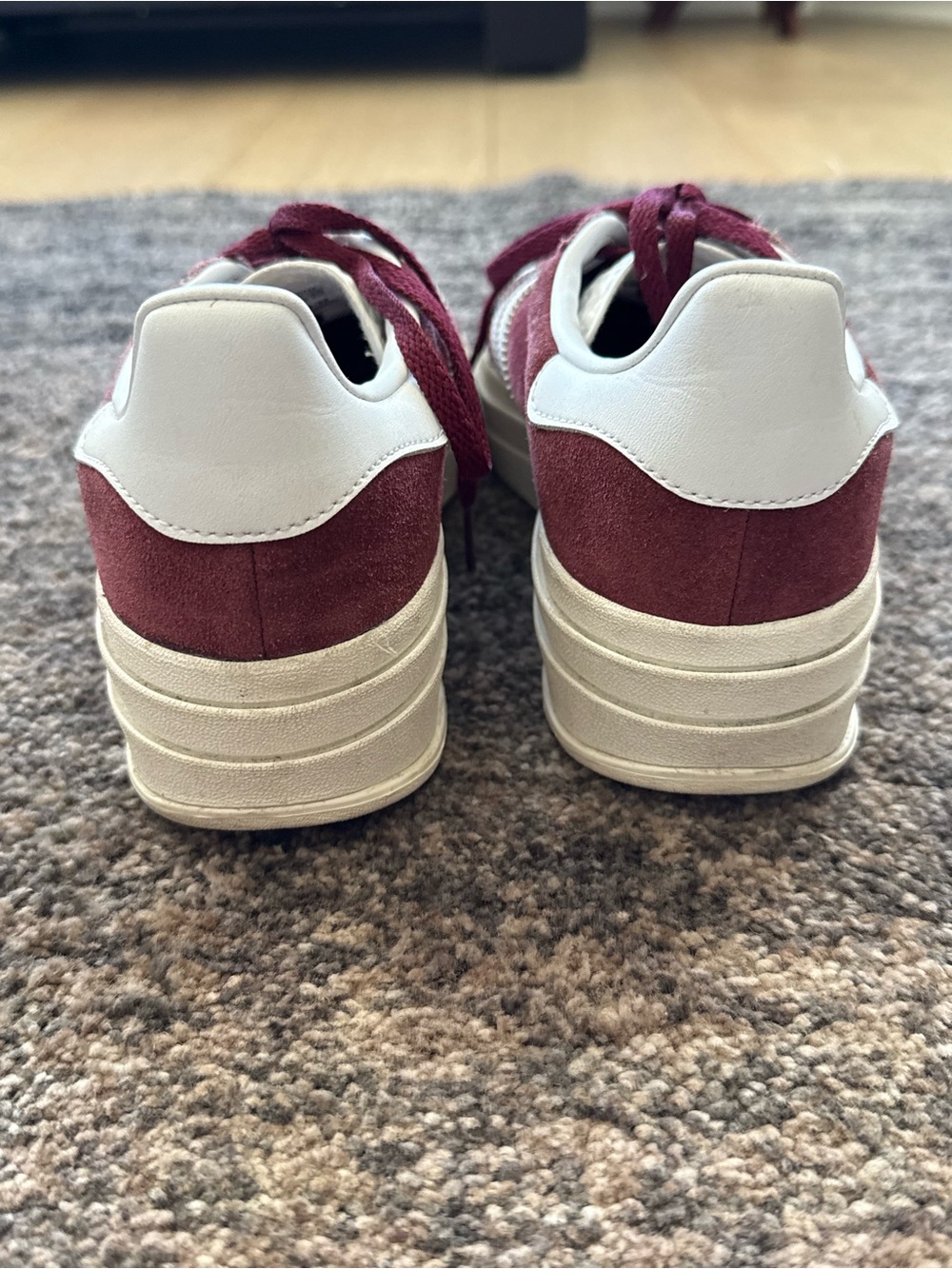 adidas Originals Gazelle Bold trainers in shadow red and cloud white - Picture 7 of 12